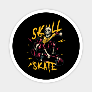 skull skate illustration with solid color Magnet